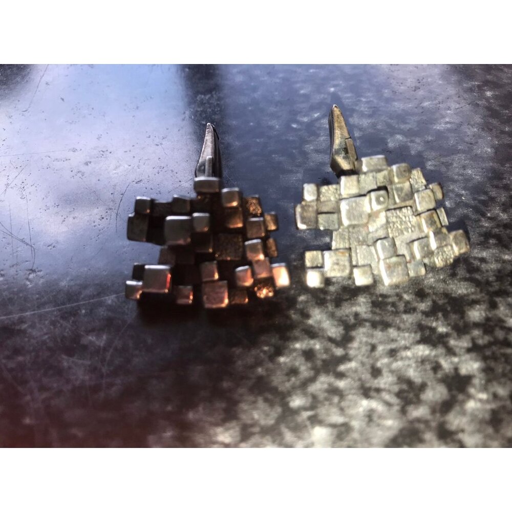 Vtg 1970's Guy Vidal Signed Cuff Links Brutalist Modernist Cubist Abstract